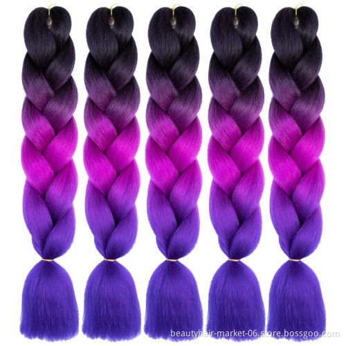 Synthetic braiding hair yaki ombre braiding pre stretched super jumbo hair crochet braids for african hair extension